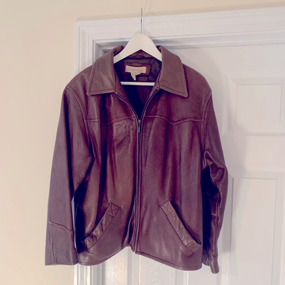 90s vintage brown leather jacket